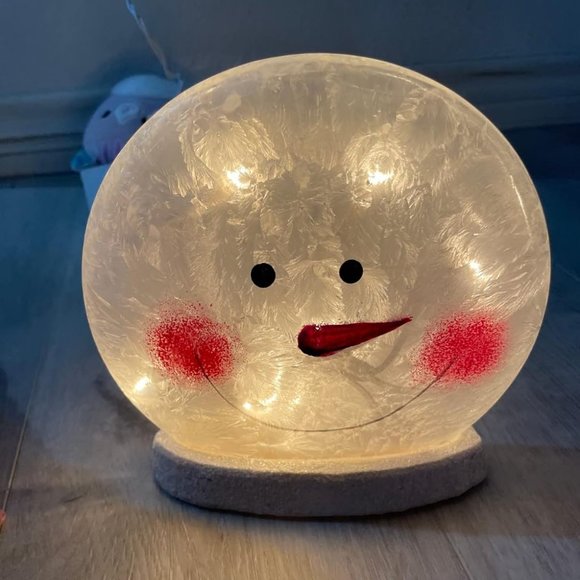 Christmas Snowman Electric Light Glass Lamp with Santa Claus Hat Holiday Décor - Picture 10 of 11